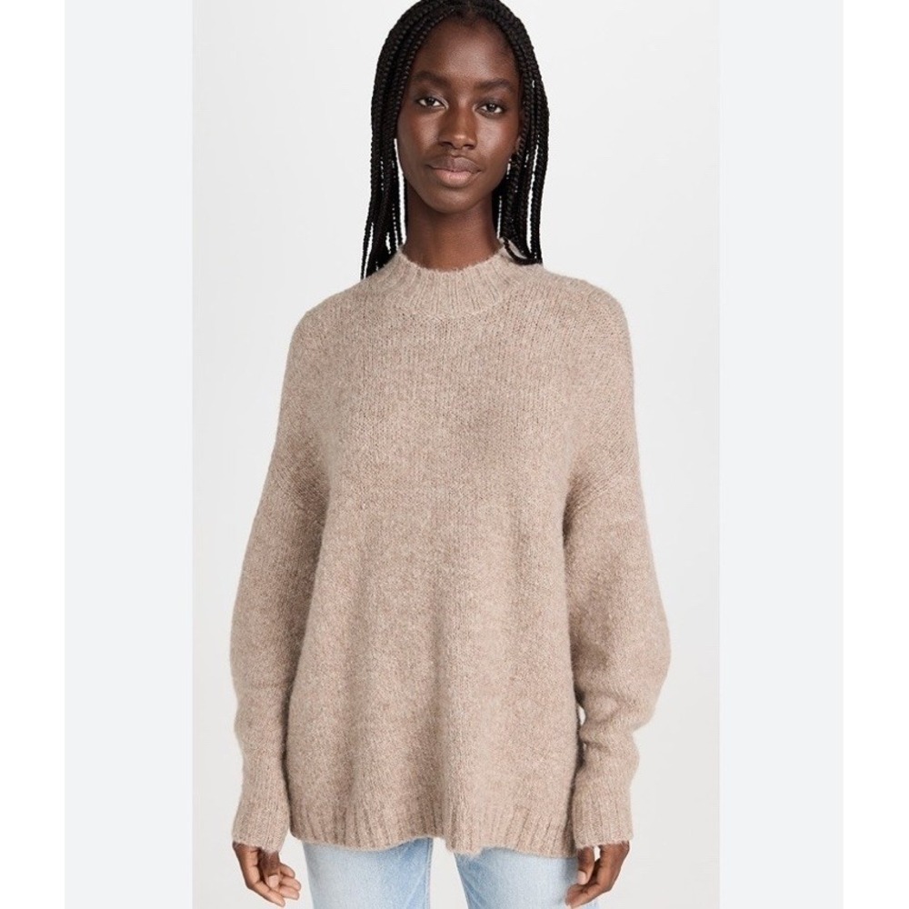 Pistola Carlen Sweater Taupe Mock Neck XL  Oversized Cozy Soft Neutral Pullover - Picture 2 of 10